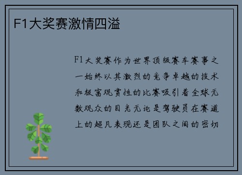 F1大奖赛激情四溢 